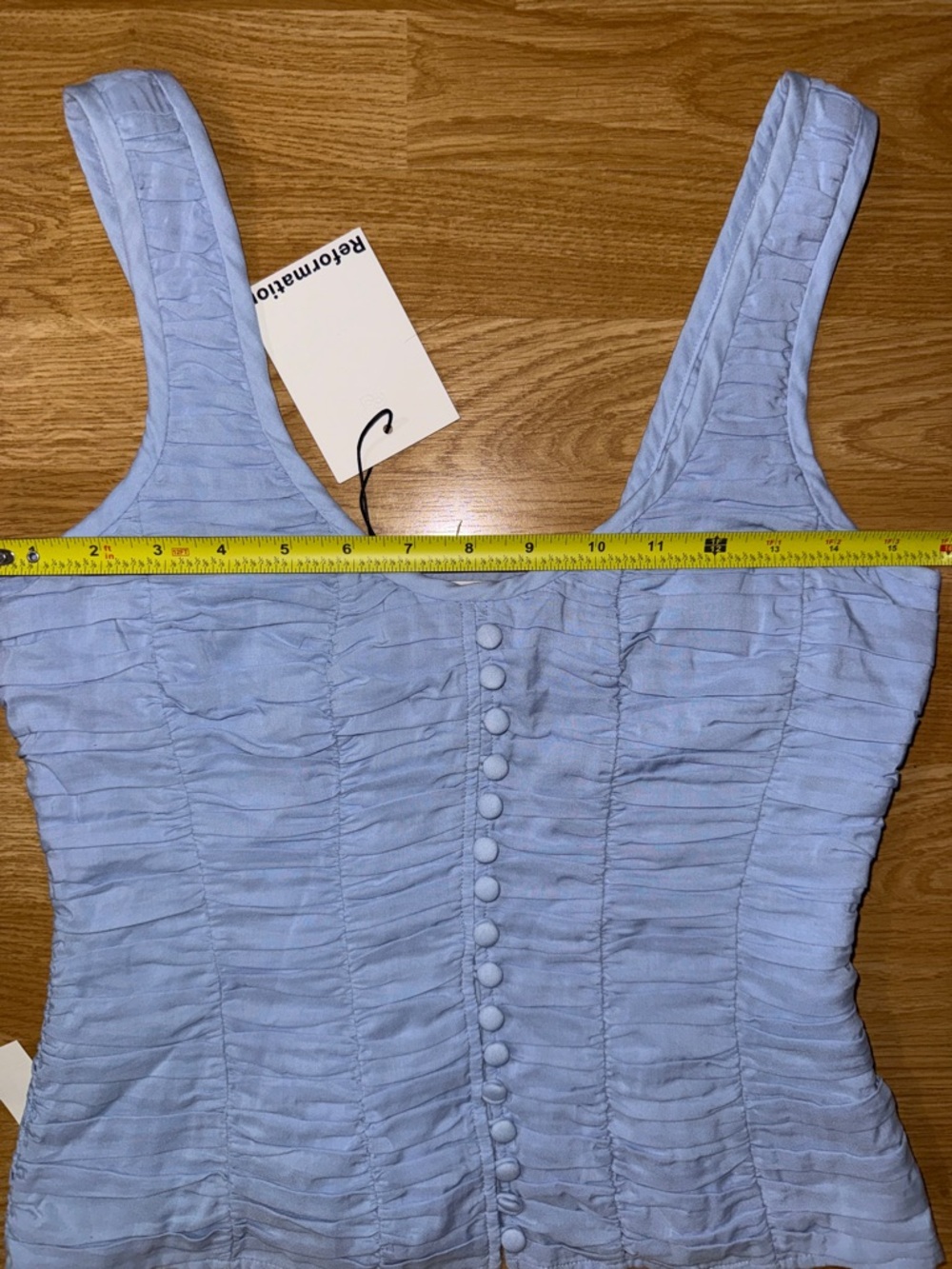 Light Blue Ruched Button-Front Tank Top - Picture 16 of 16